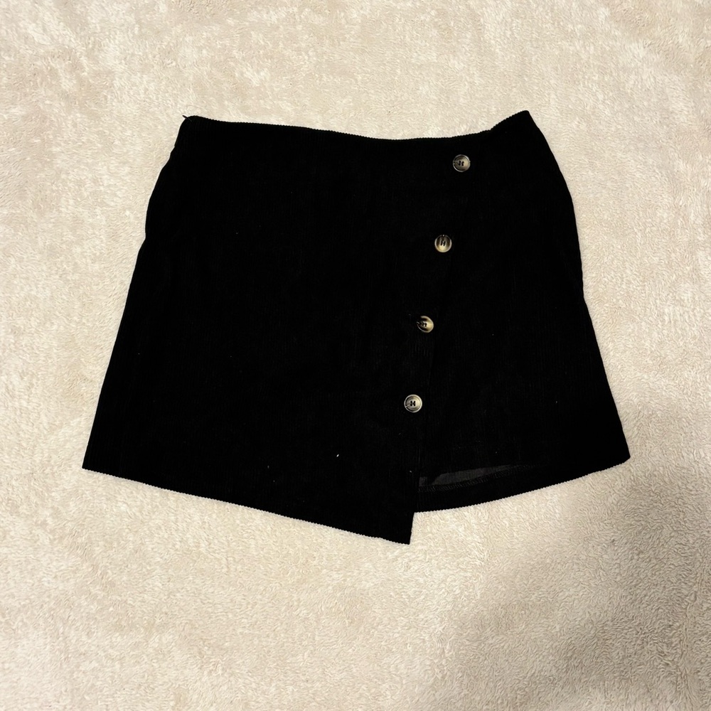 Black faux wrap skirt